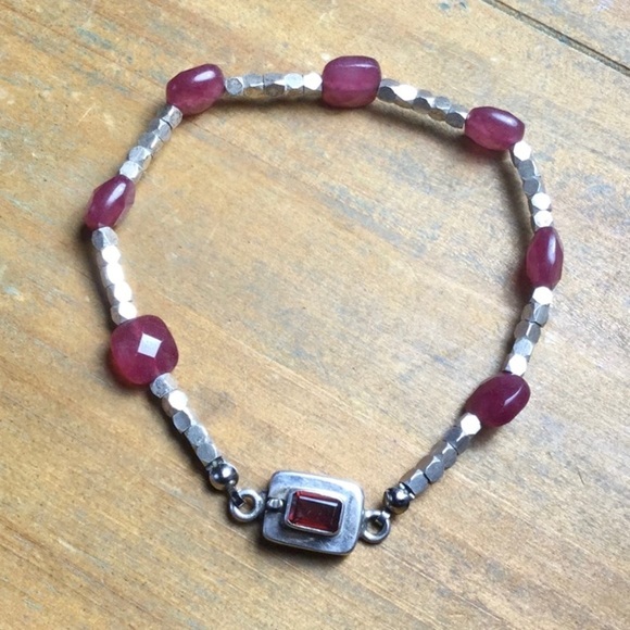 Pink Chalcedony Garnet Sterling Silver Bracelet - Picture 1 of 2